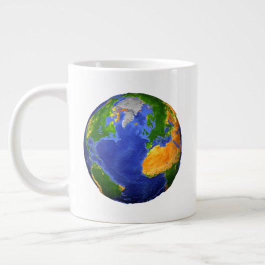 Vollständig die Erde mit topographischen Daten. Jumbo-Tasse (Links)