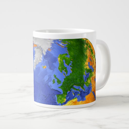 Vollständig die Erde mit topographischen Daten. Jumbo-Tasse (Vorderseite Rechts)