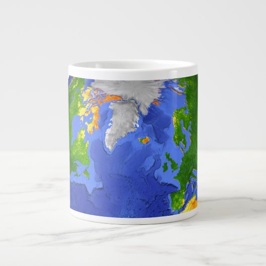 Vollständig die Erde mit topographischen Daten. Jumbo-Tasse (Vorderseite)