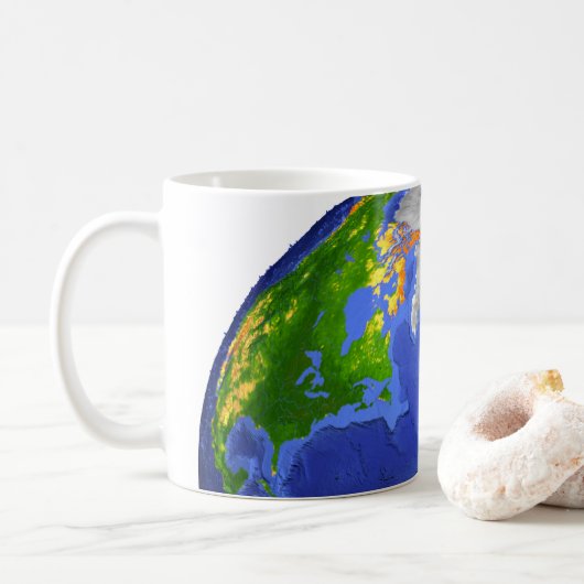Vollständig die Erde mit topographischen Daten. Kaffeetasse (Mit Donut)