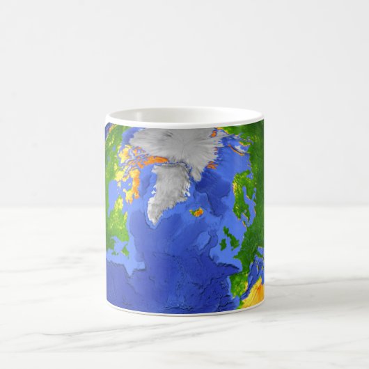 Vollständig die Erde mit topographischen Daten. Kaffeetasse (Mittel)
