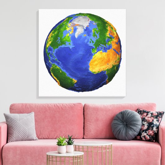 Vollständig die Erde mit topographischen Daten. Leinwanddruck (Insitu (Wohnzimmer))