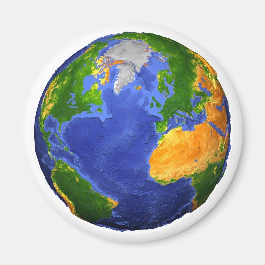 Vollständig die Erde mit topographischen Daten. Magnet (Vorne)