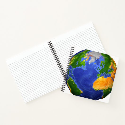 Vollständig die Erde mit topographischen Daten. Notizblock (Innenseite)