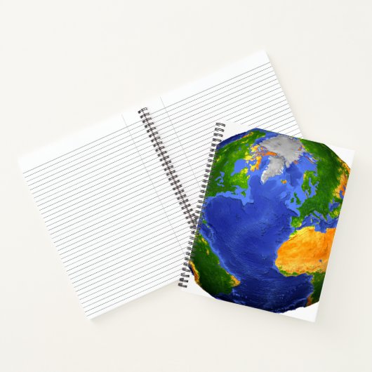 Vollständig die Erde mit topographischen Daten. Notizblock (Innenseite)
