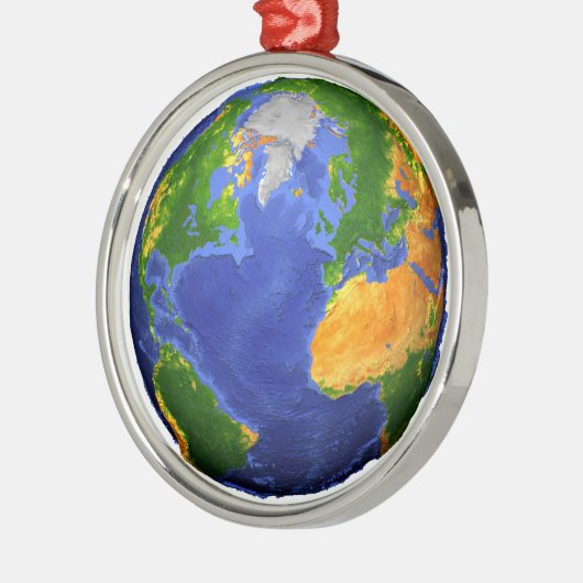 Vollständig die Erde mit topographischen Daten. Ornament Aus Metall (Links)