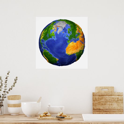 Vollständig die Erde mit topographischen Daten. Poster (Küche)