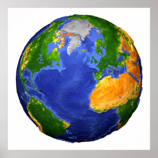 Vollständig die Erde mit topographischen Daten. Poster (Vorne)