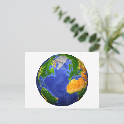 Vollständig die Erde mit topographischen Daten. Postkarte (Stehend Vorderseite)