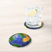 Vollständig die Erde mit topographischen Daten. Runder Pappuntersetzer (Vor Ort)