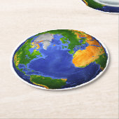 Vollständig die Erde mit topographischen Daten. Runder Pappuntersetzer (Angewinkelt)