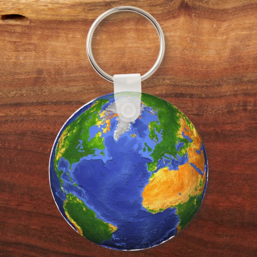 Vollständig die Erde mit topographischen Daten. Schlüsselanhänger (Rückseite)