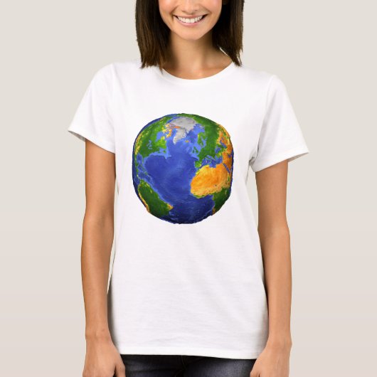 Vollständig die Erde mit topographischen Daten. T-Shirt (Vorderseite)