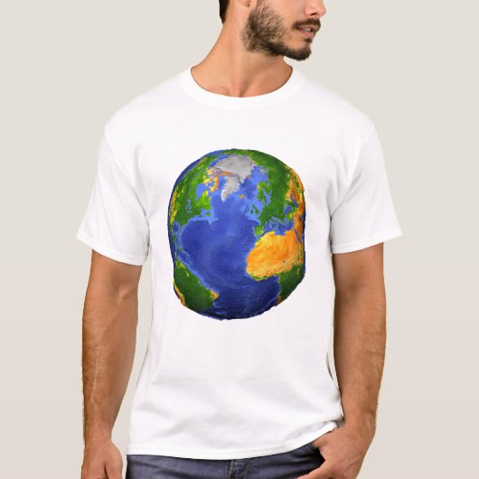 Vollständig die Erde mit topographischen Daten. T-Shirt (Vorderseite)