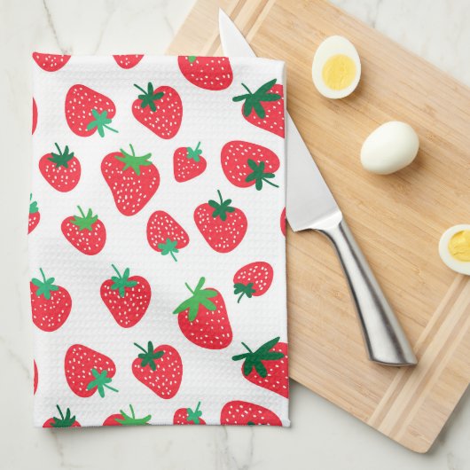 Vollständig Erdbeeren Geschirrtuch (Viertel Falte)