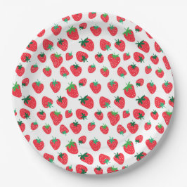 Vollständig Erdbeeren Pappteller