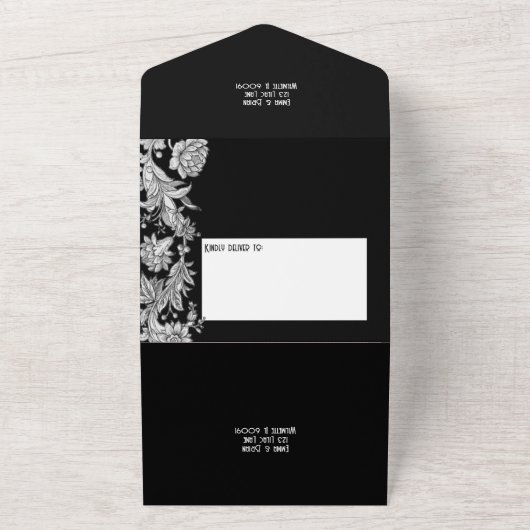 Vollständig geätzte Blume All In One Einladung (Außenbereich)