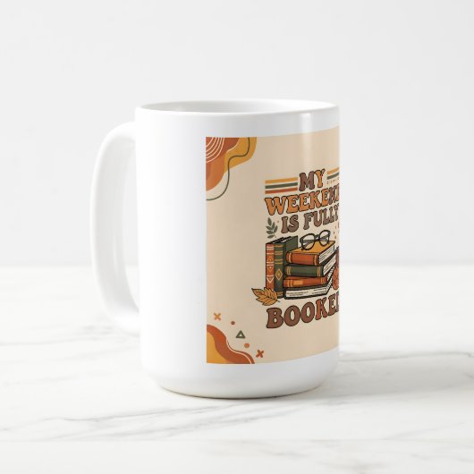 Vollständig gebuchtes Wochenenddesign Kaffeetasse (Vorderseite Links)