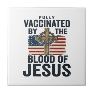 Vollständig geimpft durch das Blut Jesu Patriotisc Fliese