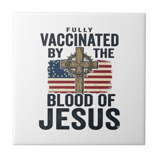 Vollständig geimpft durch das Blut Jesu Patriotisc Fliese (Vorderseite)