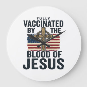 Vollständig geimpft durch das Blut Jesu Patriotisc Große Wanduhr
