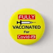 Vollständig geimpft für Covid 19 Gelb Button (Vorderseite)
