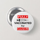 Vollständig geimpft für Covid 19 White Button (Vorne & Hinten)