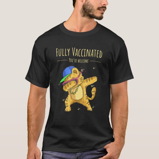 Vollständig geimpfte, happy Dabbing Katzendesign f T-Shirt (Vorderseite)