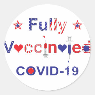Vollständig geimpftes COVID-19 in US Flagge Runder Aufkleber
