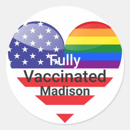 Vollständig geimpftes Herz Runder Aufkleber (Vorderseite)