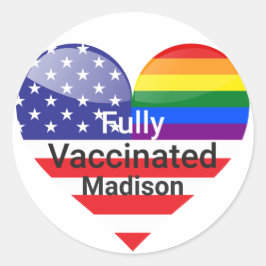 Vollständig geimpftes Herz Runder Aufkleber