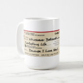Vollständig gezahlt gerettet durch Jesus-Karo Kaffeetasse (Vorderseite Links)
