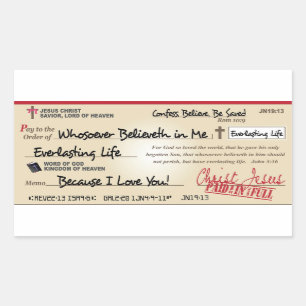 Vollständig gezahlt gerettet durch Jesus-Karo Rechteckiger Aufkleber