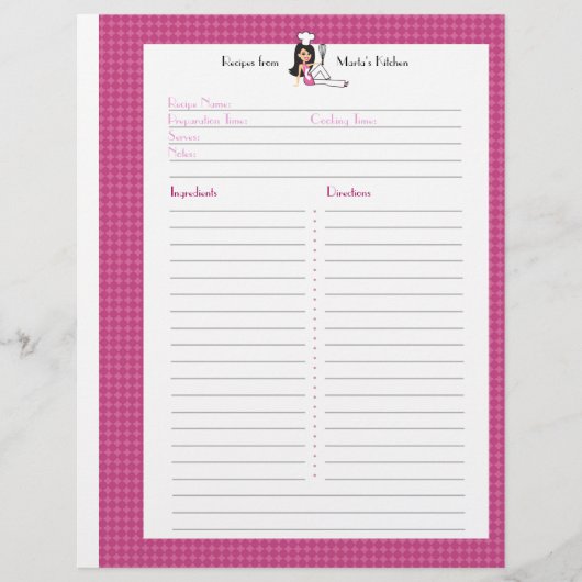 Vollständig Illustrierte Rezept-Seite für Binder-B (Vorderseite)