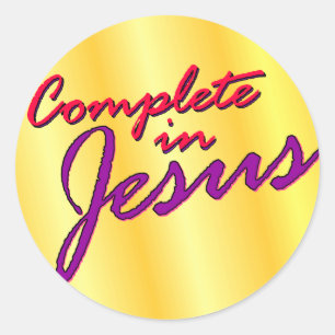 Vollständig in Jesus Runder Aufkleber