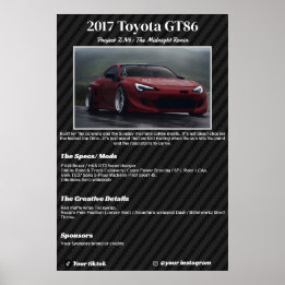 Vollständig maßgeschneiderte Car Show Spec Board Poster