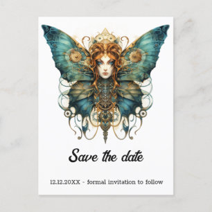 Vollständig verkörpern Butterfly Steampunk Wedding Ankündigungspostkarte