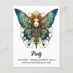 Vollständig verkörpern Butterfly Steampunk Wedding Ankündigungspostkarte
