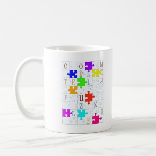"Vollständig verwirrten" Puzzlespiel-Liebhabers Kaffeetasse (Links)