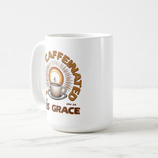 Vollständig von seinen Gnaden koffeiniert - Ephesi Kaffeetasse (Vorderseite Links)
