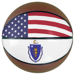 Vollständige Basketball mit Flagge von Massachuset