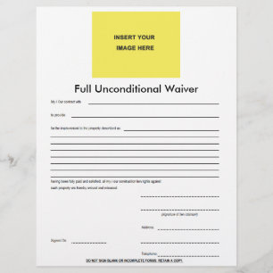 Vollständige, bedingungslose Blank-Logo-Waiver-Vor