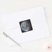 Vollständige Darstellung der Erde mit globalen Dat Quadratischer Aufkleber (Umschlag)