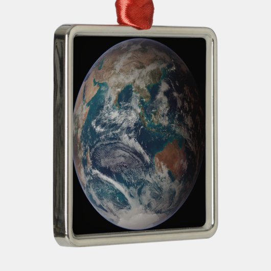 Vollständige Darstellung der Erde mit globalen Dat Silbernes Ornament (Rechts)