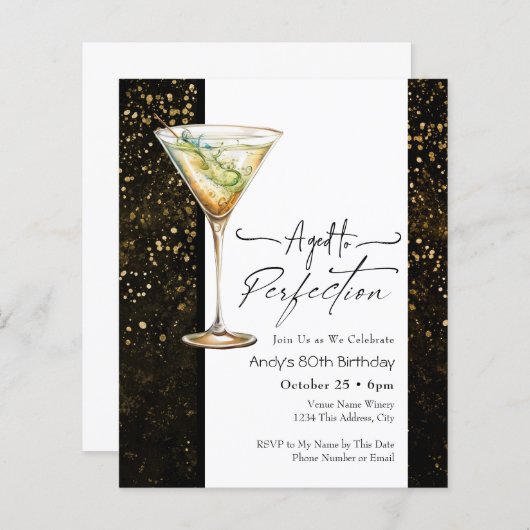 Vollständige Einladung zum 80. Geburtstag (Vorne/Hinten)