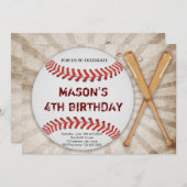 Vollständige Einladung zum Baseball-Geburtstag (Vorne/Hinten)