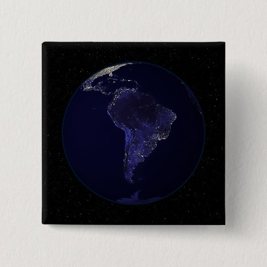 Vollständige Erde in der Nacht mit Lichtern in den Button (Vorderseite)