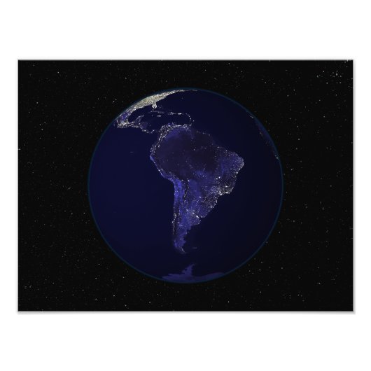 Vollständige Erde in der Nacht mit Lichtern in den Fotodruck (Vorne)