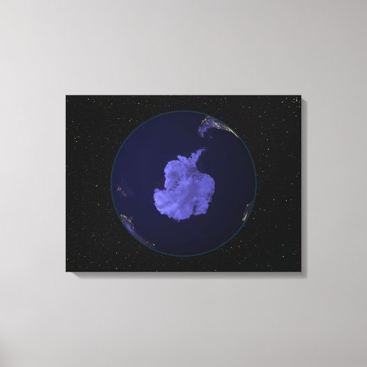 Vollständige Erde in der Nacht mit Lichtern in den Leinwanddruck (Vorderseite)