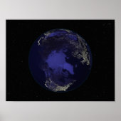 Vollständige Erde in der Nacht mit Lichtern in den Poster (Vorne)